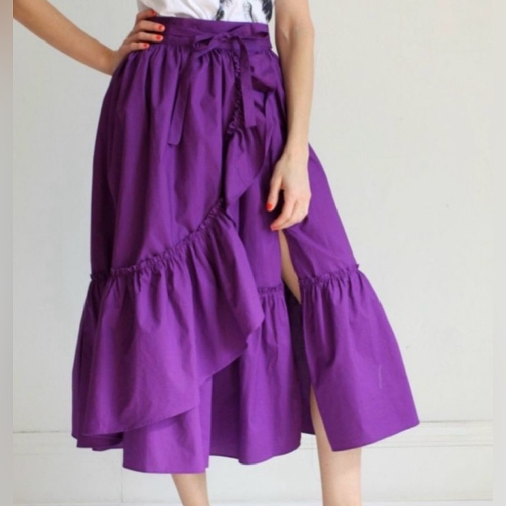 Rachel Comey Purple Ruffled Midi Skirt